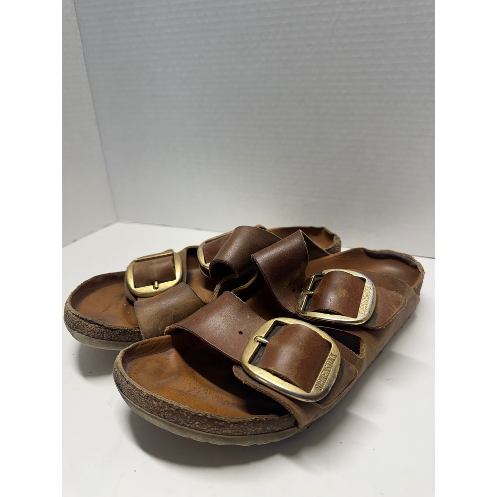 Birkenstock Arizona Big Buckle Cognac Brown Leather Sandals Mens 42‎ L11 M9